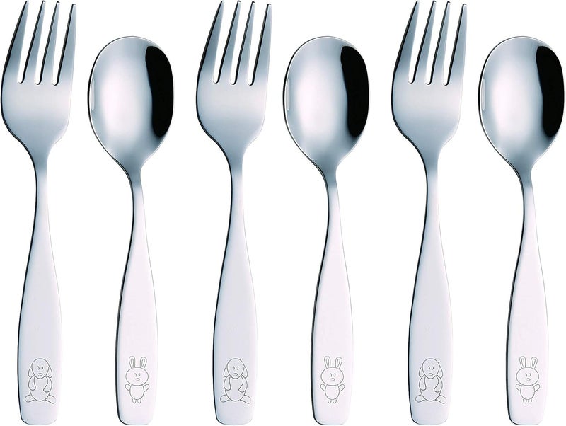 Exzact Children Flatware 6pcs - 3 x Forks, 3 x Spoons - Toddler Utensil Kids Silverware Cutlery Stainless Steel - Dishwasher Safe - Image 5